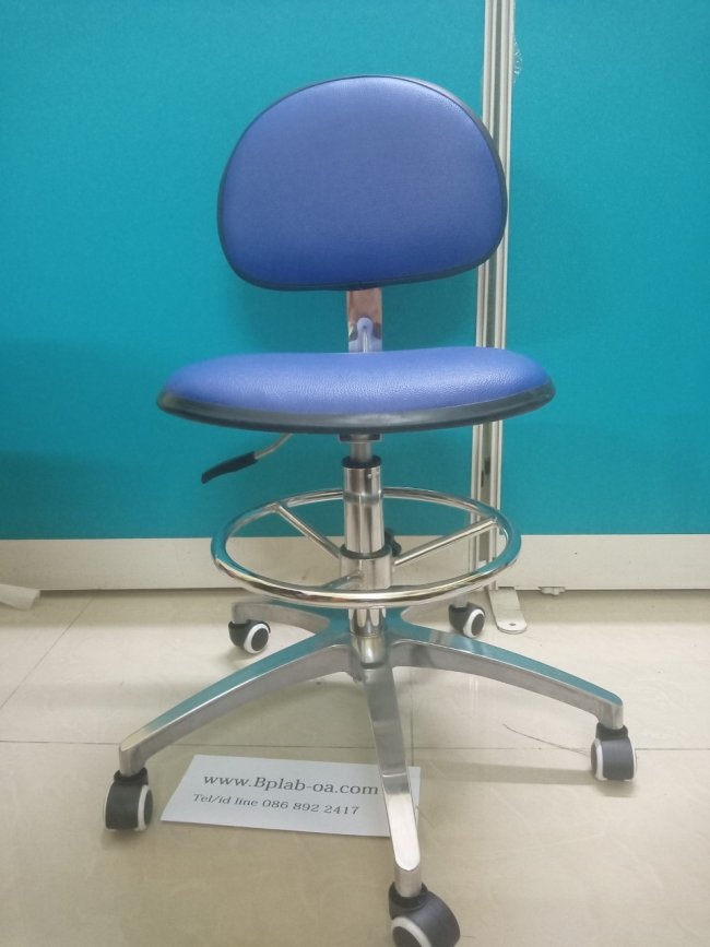 เก้าอี้ห้องแล็บ มีพนักพิง รุ่น C770 สีน้ำเงิน สด สั่งหุ้มพิเศษ