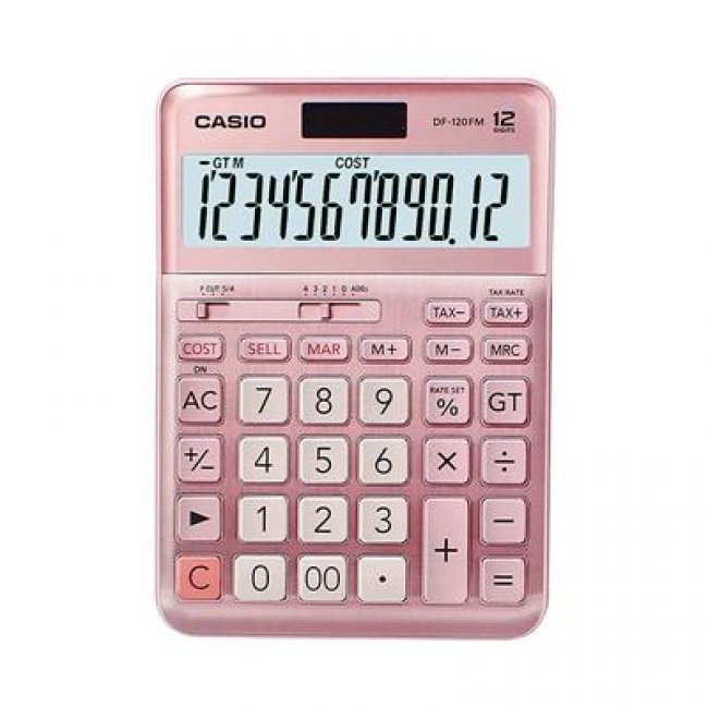 เครื่องคิดเลข ชมพู คาสิโอ DF-120FM-PK-W-DP ขายดีเพราะ ผลติจากวัสดุดเกรด A+ และโดดเด่นในการสีชมพู และมีtax+-ออโตเมติกส์ช่วยถอดภาษีมูลค่าเพิ่มอย่างรวดเร็ว