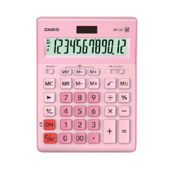 เครื่องคิดเลข คาสิโอ GR-12C-PK สีชมพู