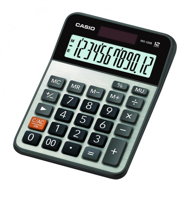 เครื่องคิดเลข Casio MX-120B เครื่องคิดเลข ขนาดเล็กผลิตจากวัสดุสีโครเมี่ยม