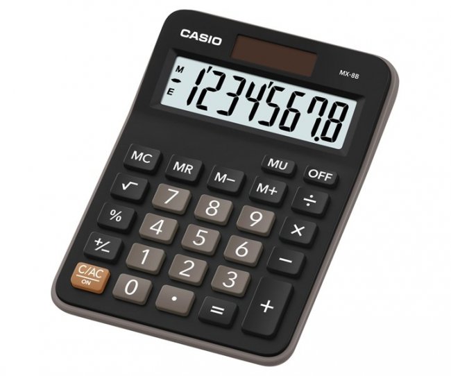 เครื่องคิดเลข Casio MX-8B เครื่องคิดเลข ขนาดเล็กเท่าฝ่ามือ 8 หลัก สองพลังงาน แสงอาทิตย์แลแบตเตอรี่