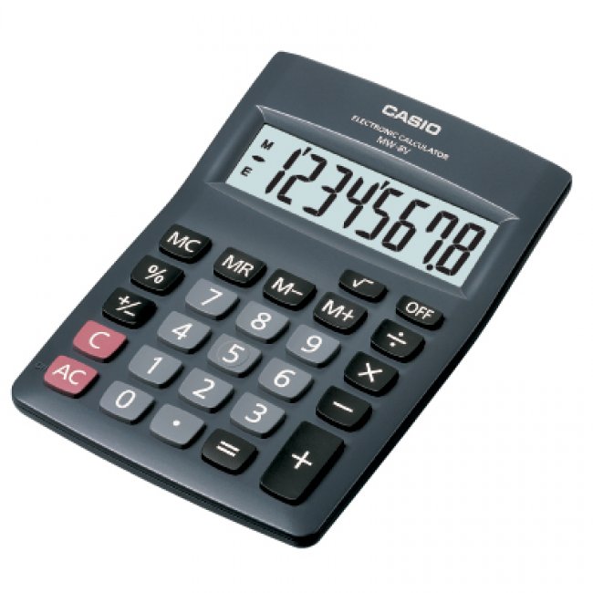 เครื่องคิดเลข 8 หลัก ดำ คาสิโอ MW-8VBK เครื่องคิดเลข 8 หลักขนาดเล็ก ใช้ถ่าน 2 A