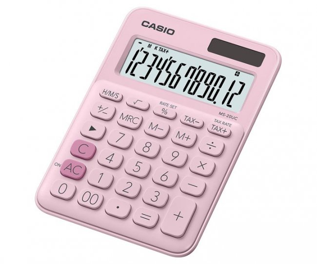 เครื่องคิดเลข Casio MS-20UC-PK มีTAX ออกแบบมาเป้นสีชมพู ราคาไม่แพงสเปคครบ 2 พลังงานแสงอาทิตย์และแบตเตอรี่ เครื่องคิดเลข Casio MS-20UC-PK มีTAX ออกแบบมาเป้นสีชมพู ราคาไม่แพงสเปคครบ 2 พลังงานแสงอาทิตย์และแบตเตอรี่
