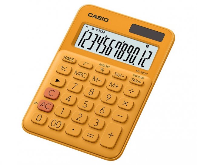 เครื่องคิดเลข Casio MS-20UC-BU มีTAX ออกแบบมาเป็นสีน้ำเงินอ่อน ราคาไม่แพง ผลิตจากวัสดุชั้นดี สเปคครบ 2 พลังงานแสงอาทิตย์และแบตเตอรี่ 
