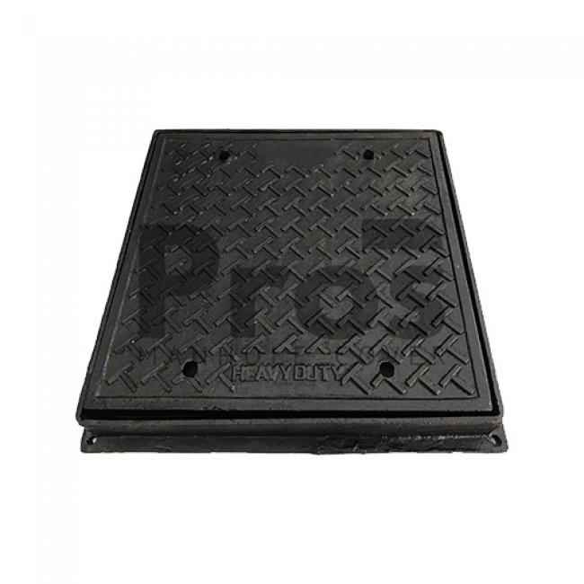 ฝาปิดบ่อพักเหล็กหล่อทรงสี่เหลี่ยมแบบทึบ