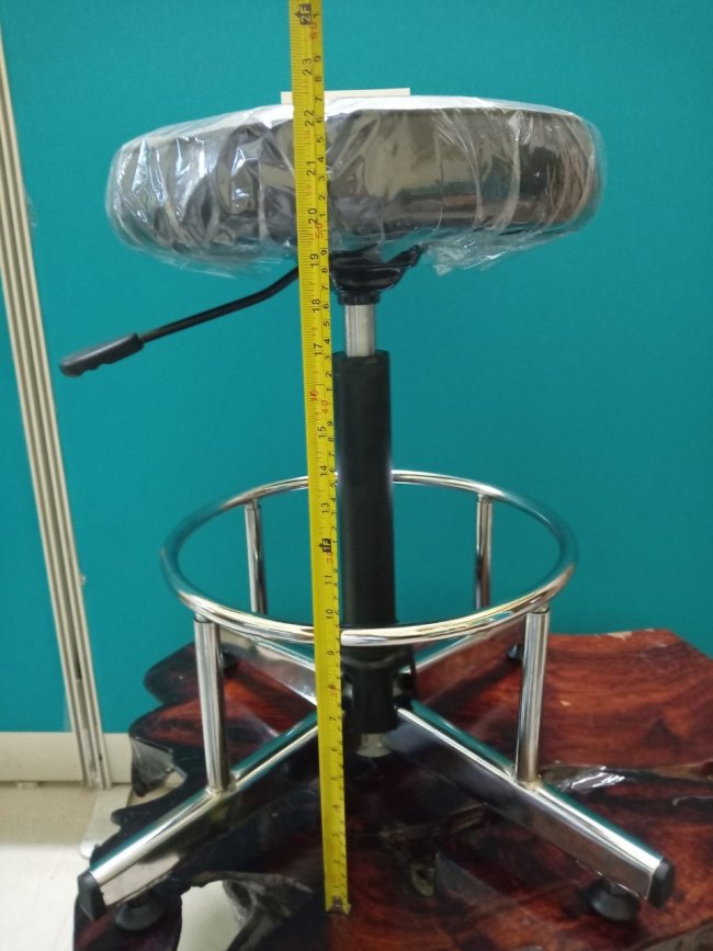 เก้าอี้ร้านทองห้องแล็บ/บาร์สตูล ที่นั่งกลมเบาะหนานุ่ม รุ่น BpAS-804 ขาเหล็กชุบโครเมี่ยม